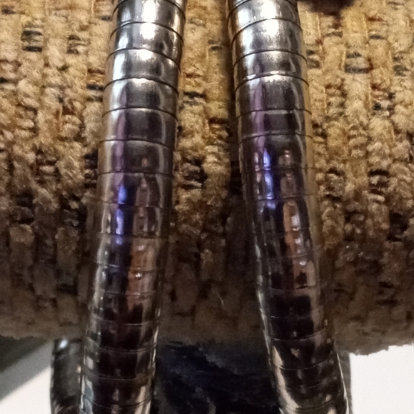 Vintage Bohemian Blue Cubed Big Silver Coil Wrap Around Dangle Bangle Bracelet - Picture 9 of 12